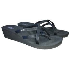 Teva Mush Mandlyn Ola Wedge Sandal Black Womens 11 Minimalist Comfort Strappy